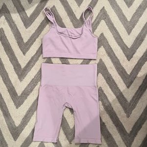 Lavender Top/Biker shorts activewear